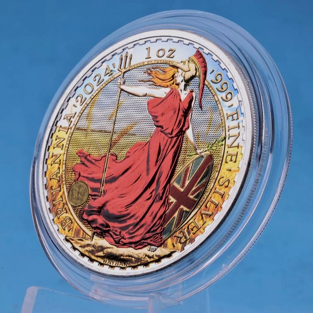 世界100枚限定 イギリス ブリタニア 銀貨 カラー 女神と自然の調和：実りの夏