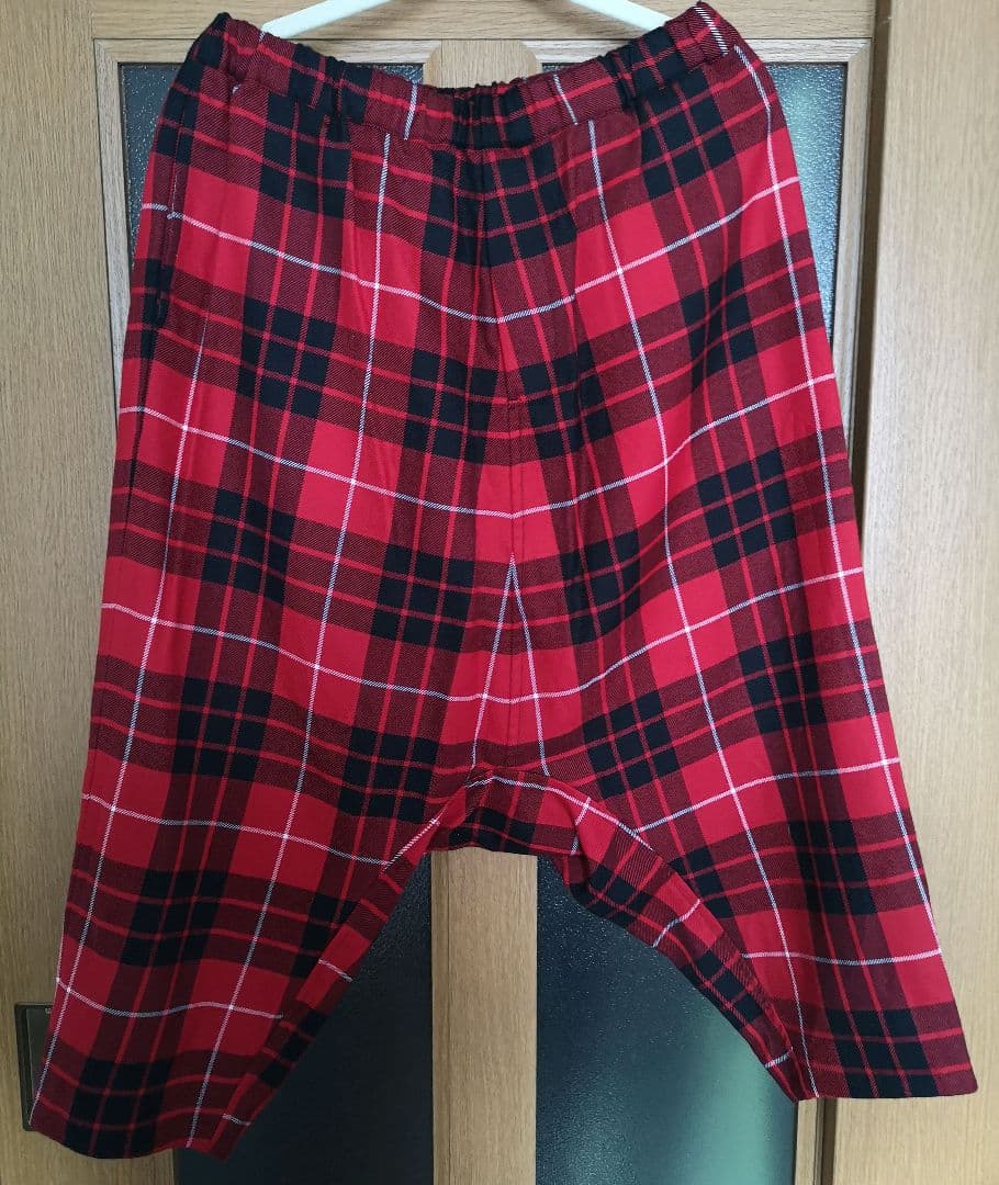 ブラック コムデギャルソン チェックサルエルパンツ