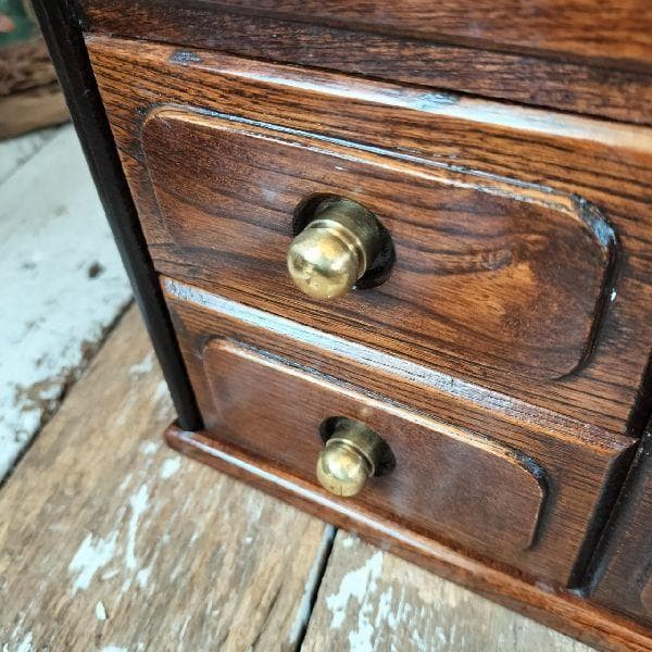 80-90s ヴィンテージ 無垢材 ミラー 付 メイク ボックス ドレッサー 鏡