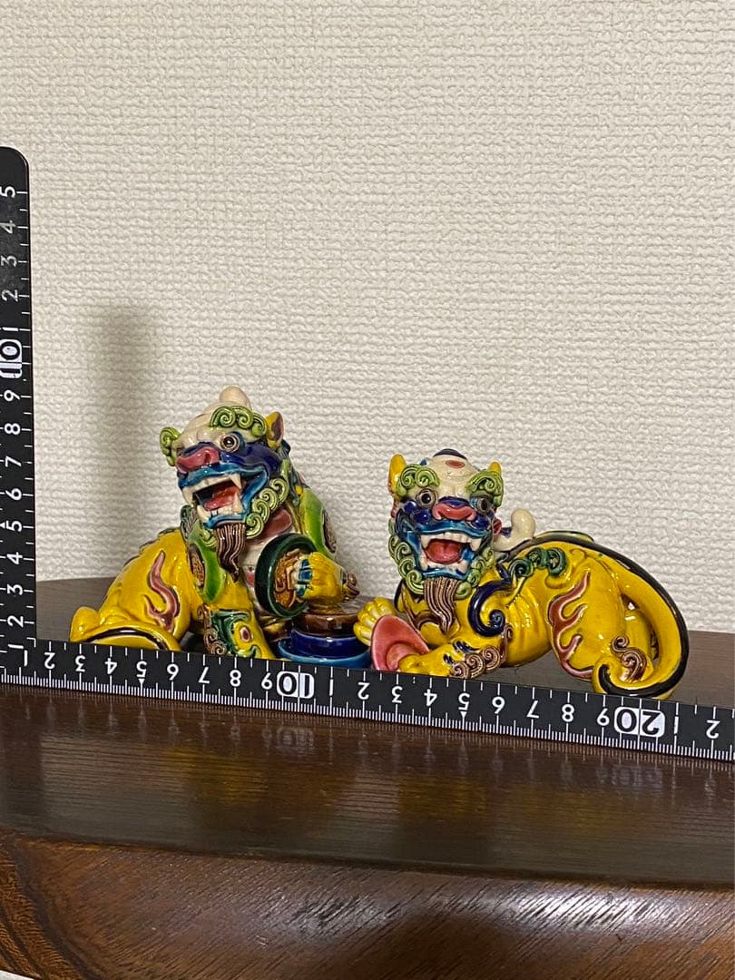 中国台灣宝石釉 貔貅獅子 招財魔除け 緣起物 箱付 希少品