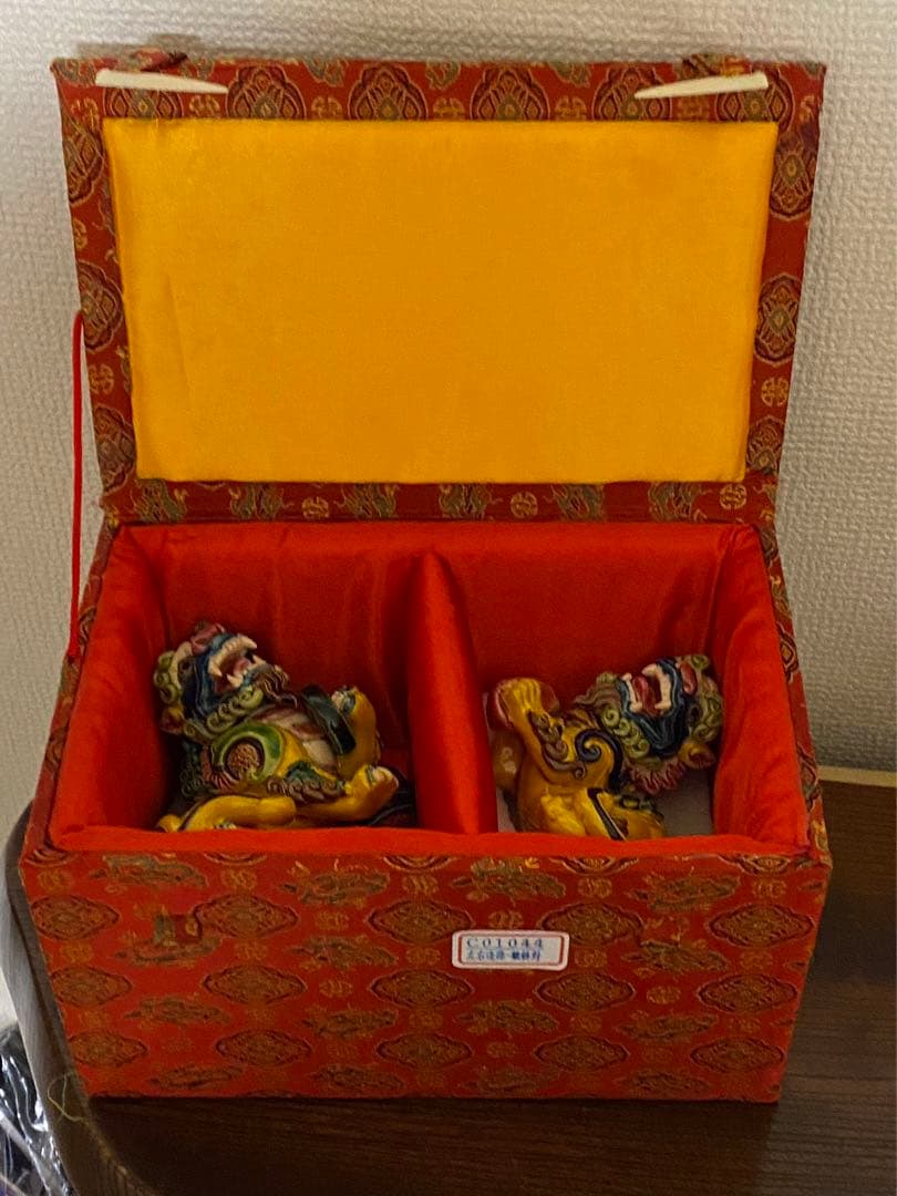 中国台灣宝石釉 貔貅獅子 招財魔除け 緣起物 箱付 希少品