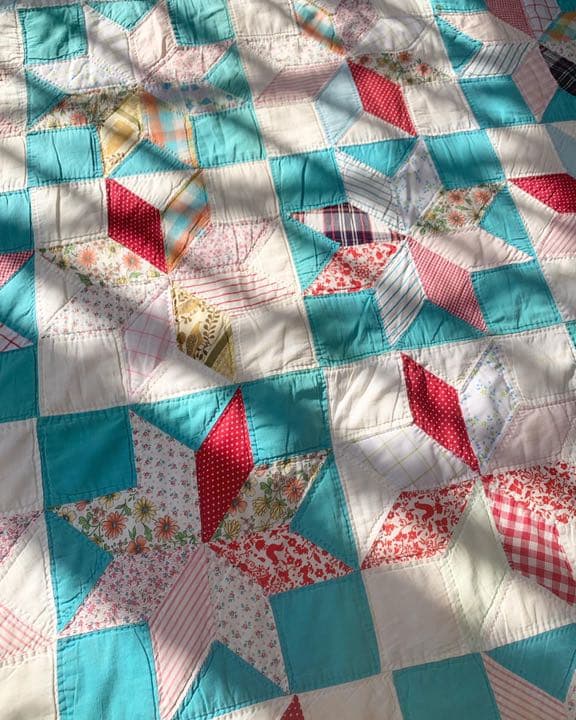 アンティーク　パッチワーク　キルト  フィードサック　美品