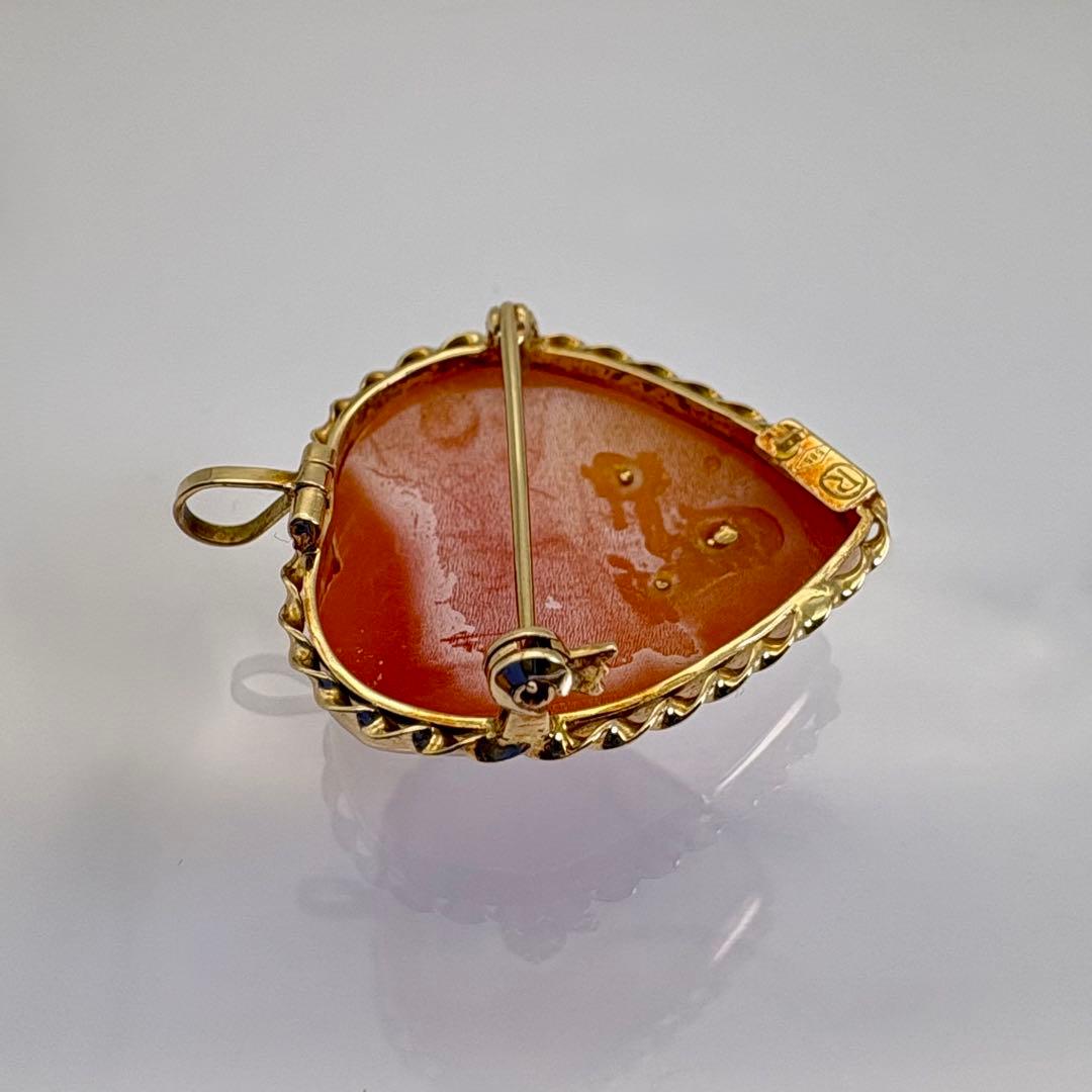 K14 カメオ ブローチ ペンダントトップ 585 ダイヤ 総重量5.39g