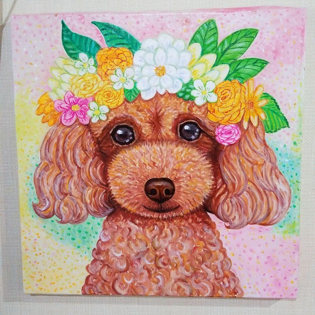 油絵　ハッサン　花冠のかわいいモモちゃん