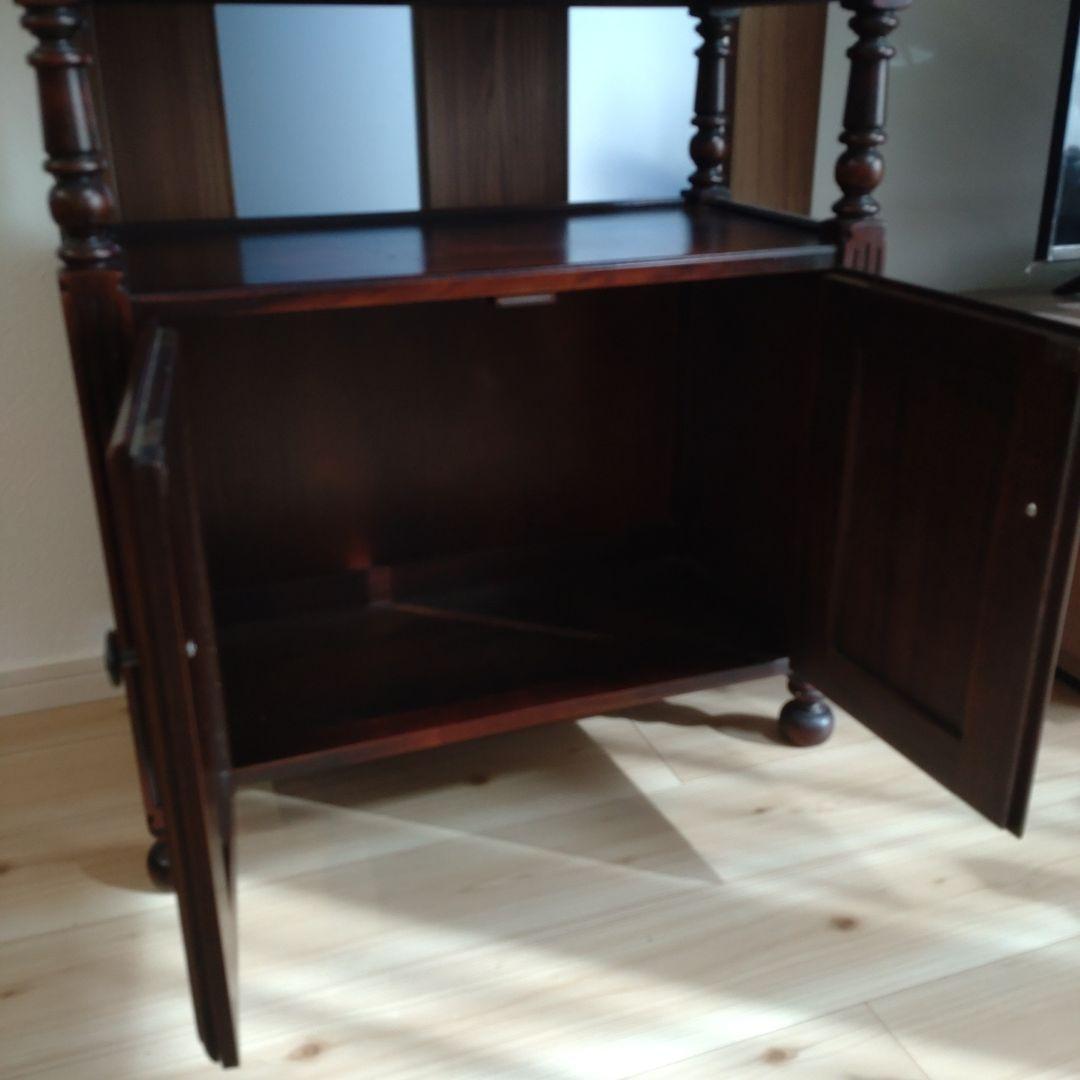 【カリモク】ダークブラウン　木製キャビネット オールドカリモク　電話台