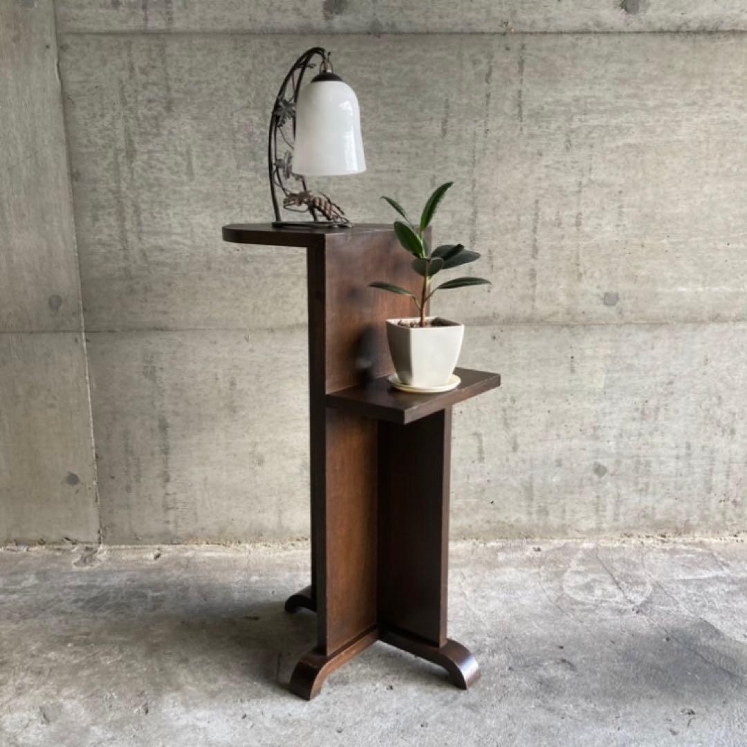 古い味のある飾り台 サイドテーブル 棚 シェルフ ラック スタンド 木製 レトロ