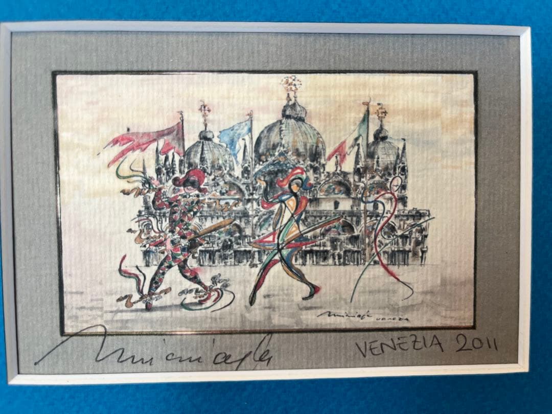 Gianfranco Missiaja 額装付きリトグラフ　ベネチア仮面舞踏会