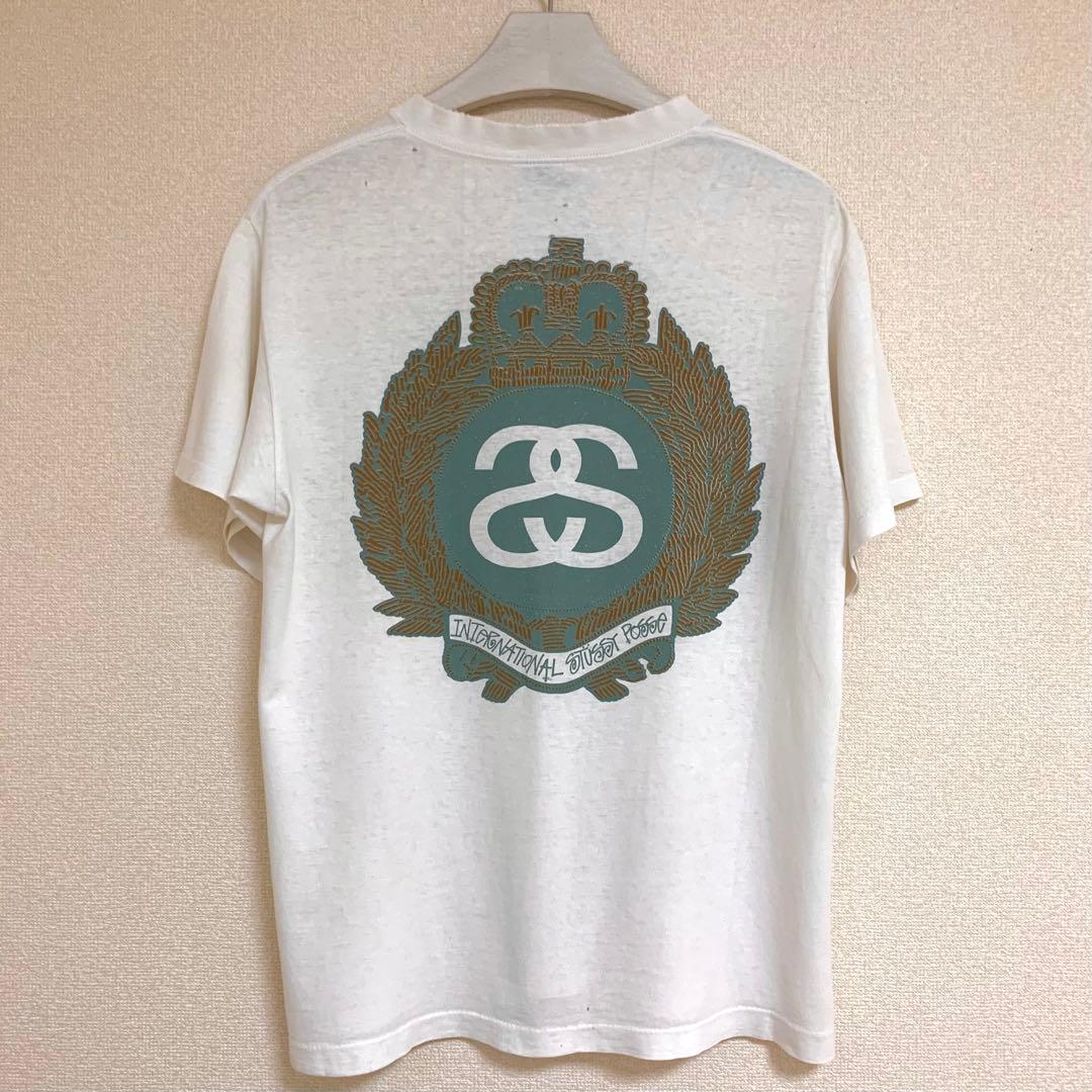 80s 前期 STUSSY USA製 黒タグ SS リンク エンブレム Tシャツ