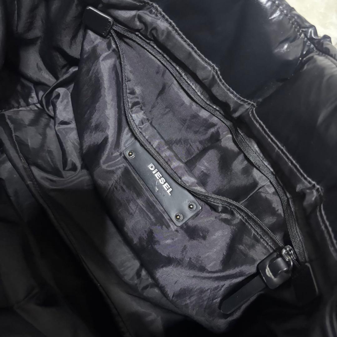 【希少】DIESEL ディーゼル トートバッグ ステッチロゴ ダウン ブラック