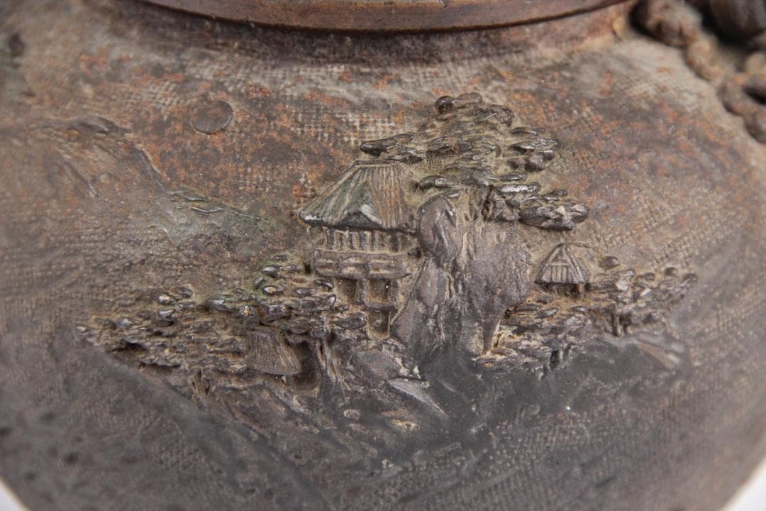 亀文堂　銀象嵌提手　梅図提手 月下湖景 琵琶湖 1400ml EU11-11