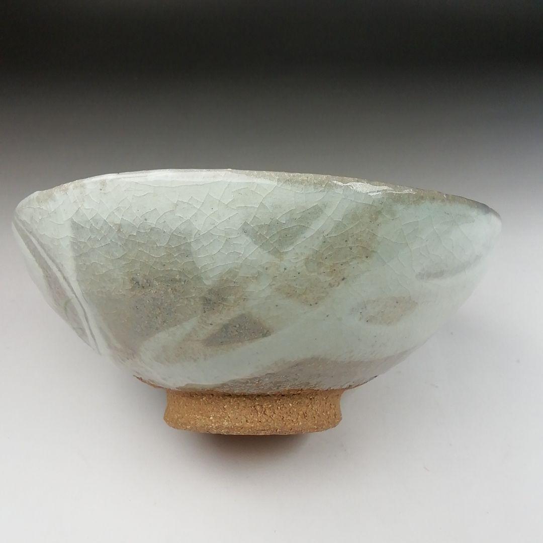 Ｔ４２９　茶碗　『裂白釉　沢瀉図』『竹桂庵　西山 造』　共箱　抹茶碗　茶道具