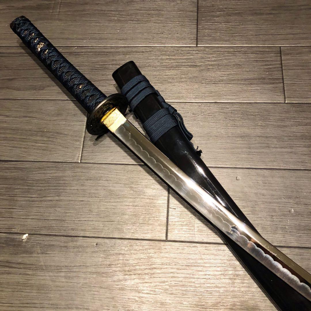 高級模造刀　高級居合刀　優波紋　亜合金刀身　名刀　居合刀　緑藍拵え