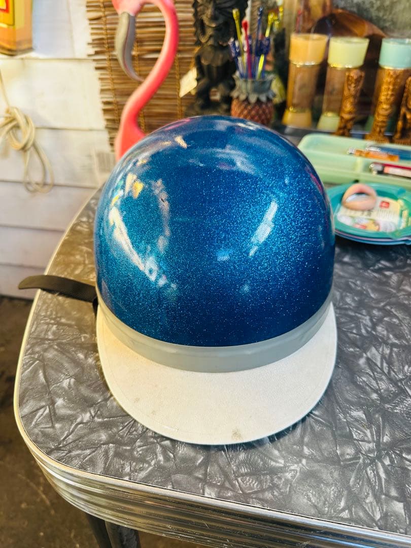 立花コルク半 青色ラメ 半帽ヘルメット