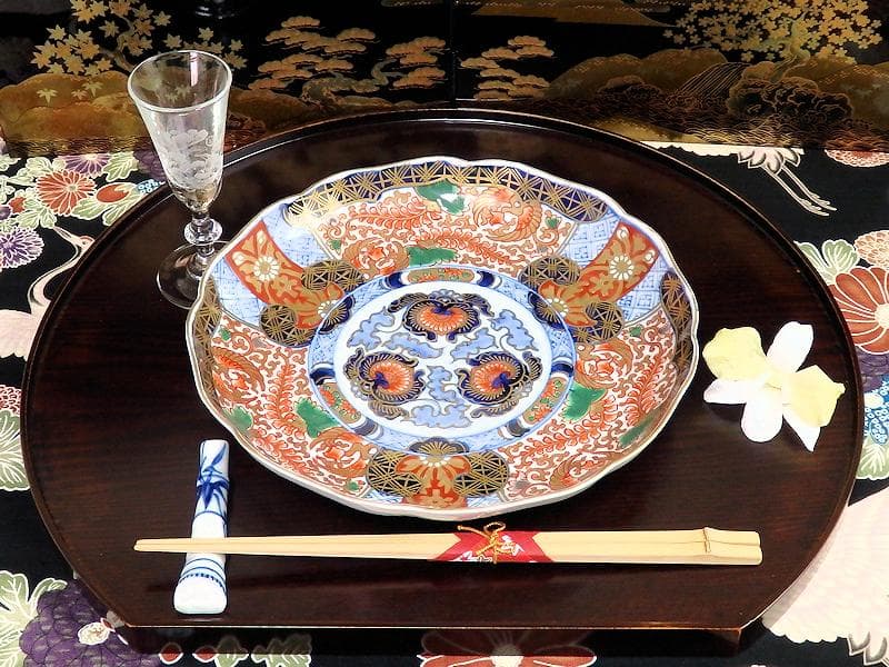 古伊万里　金襴手　金羊歯に鳳凰の図　7寸皿　E069AS-CPt