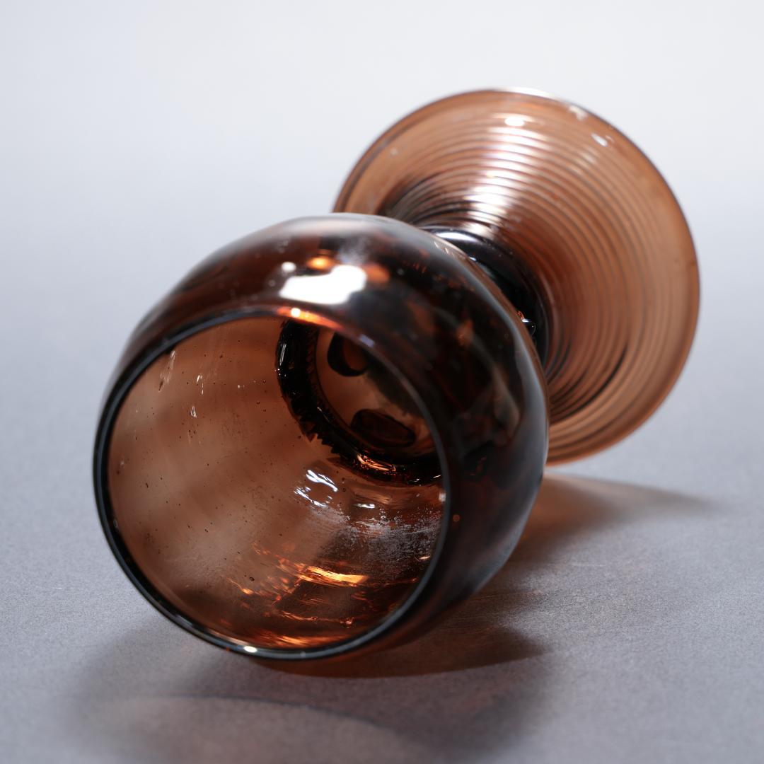 アンティークグラス　レーマーグラス　茶色　吹きガラス　R1340ダI