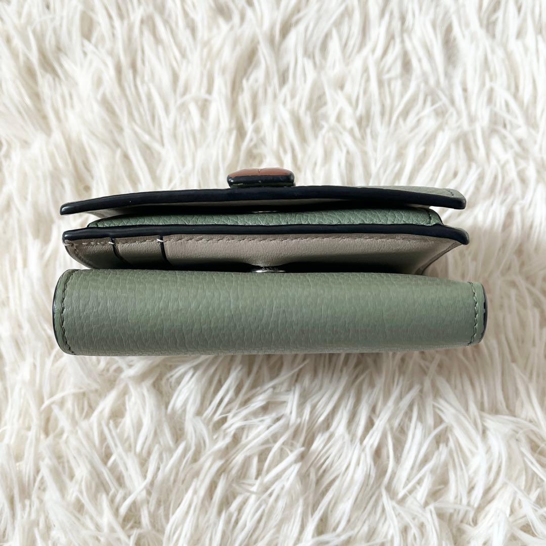 LOEWE 三つ折り財布　コンパクト　アナグラム トライフォールド グリーン