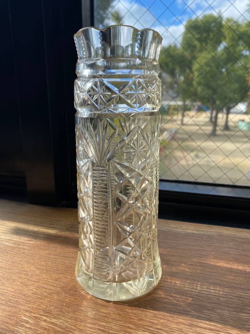 切子細工　花瓶　英国製アンティーク