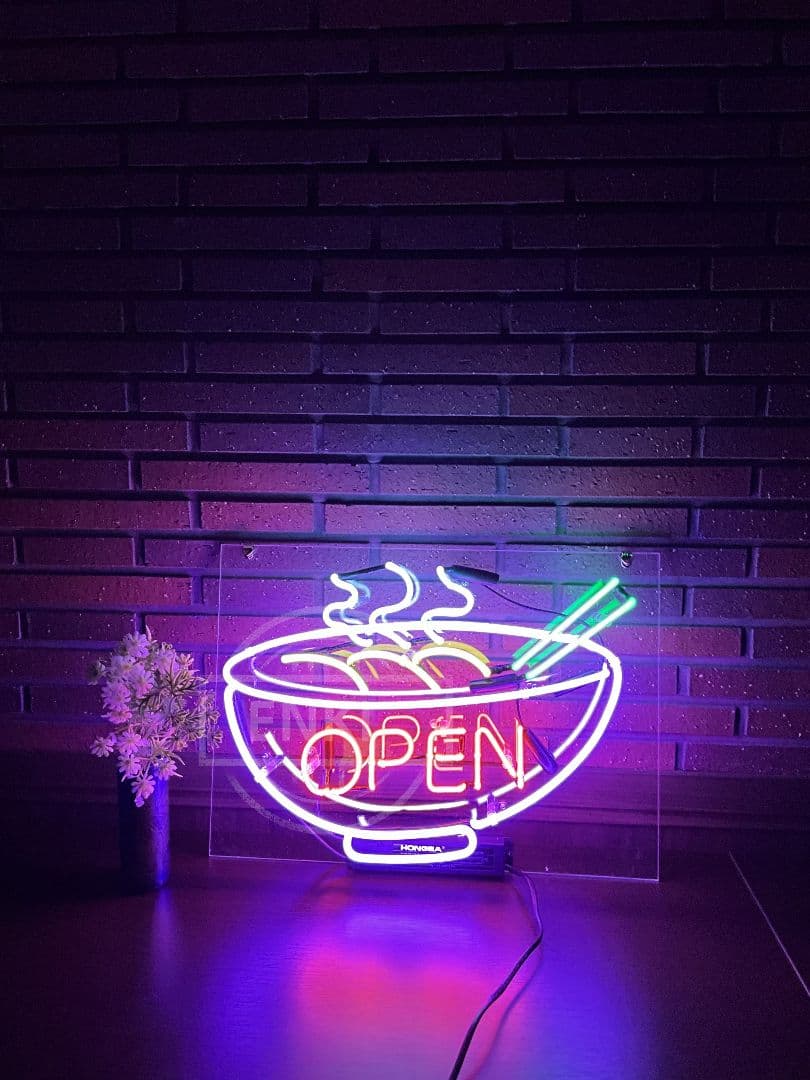 ラーメンボウル ネオンサイン OPEN　ラーメン　飲食店　看板