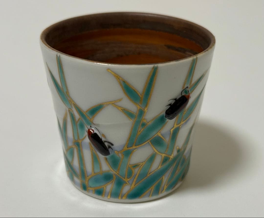 【未使用品】蓋置　色絵　芦と蛍の図