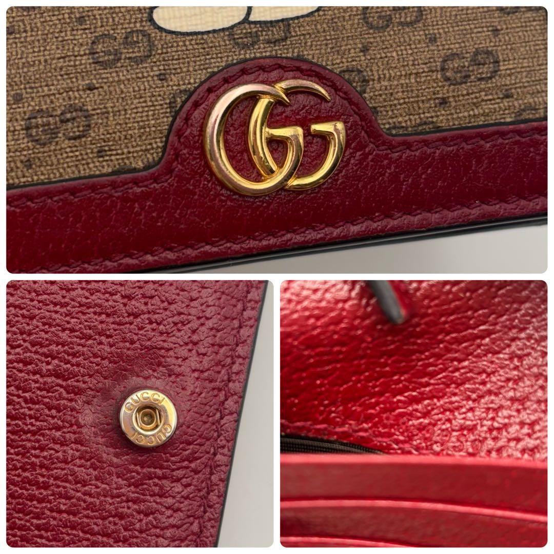 GUCCI ドラえもん 二つ折り財布 GG レザー レッド スプリーム コラボ