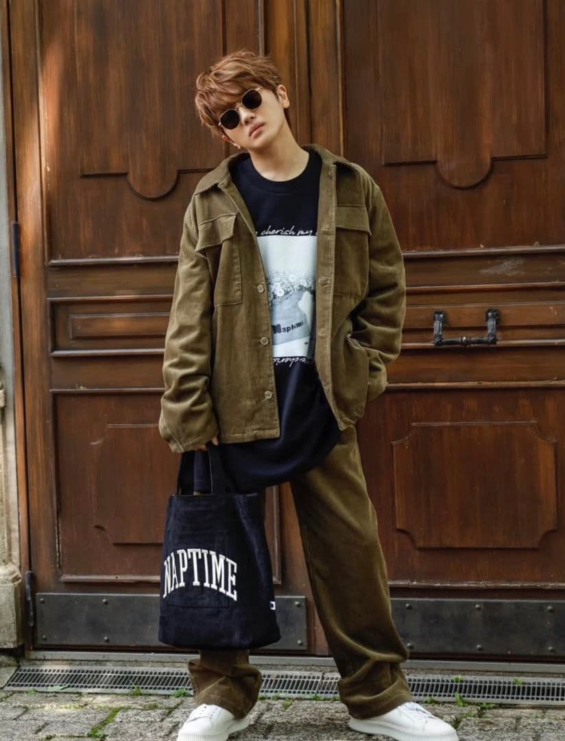 ナップタイム　naptime. Nissy 西島隆弘　コーデュロイバッグ　カーキ