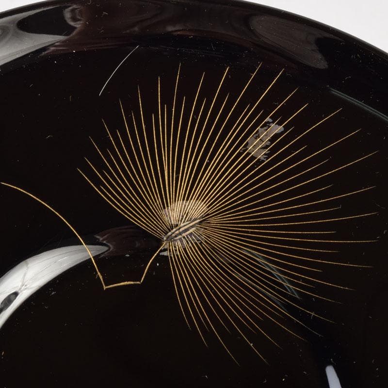 輪島塗　大向高洲堂　黒漆　飛松沈金　銘々皿　五客　箱付　N　9006