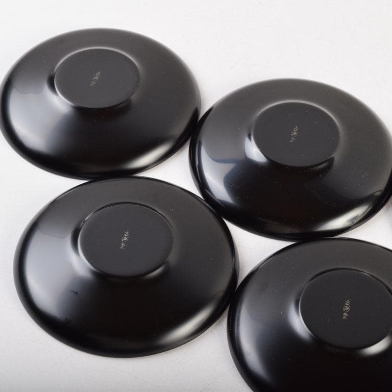 輪島塗　大向高洲堂　黒漆　飛松沈金　銘々皿　五客　箱付　N　9006