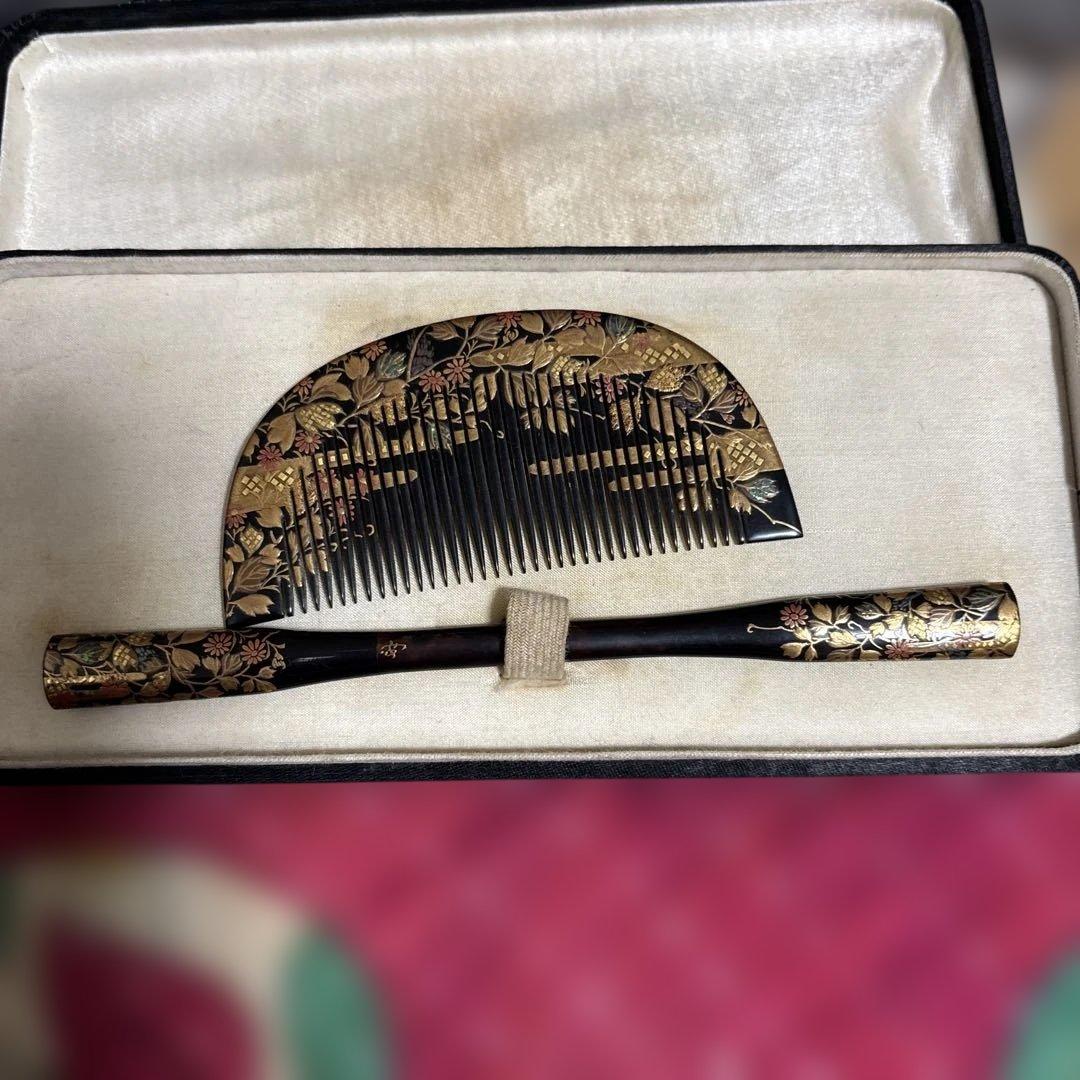 漆器 金箔装飾 櫛セット