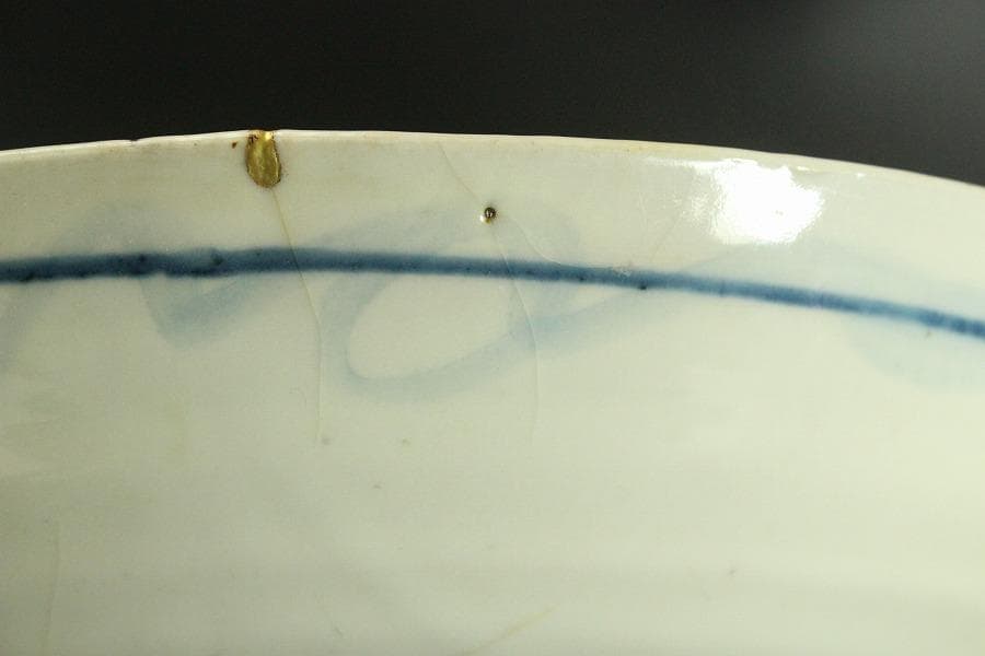 中国美術 呉須 青花 花鳥紋 大盤 φ42cm 明 時代箱(LC112)