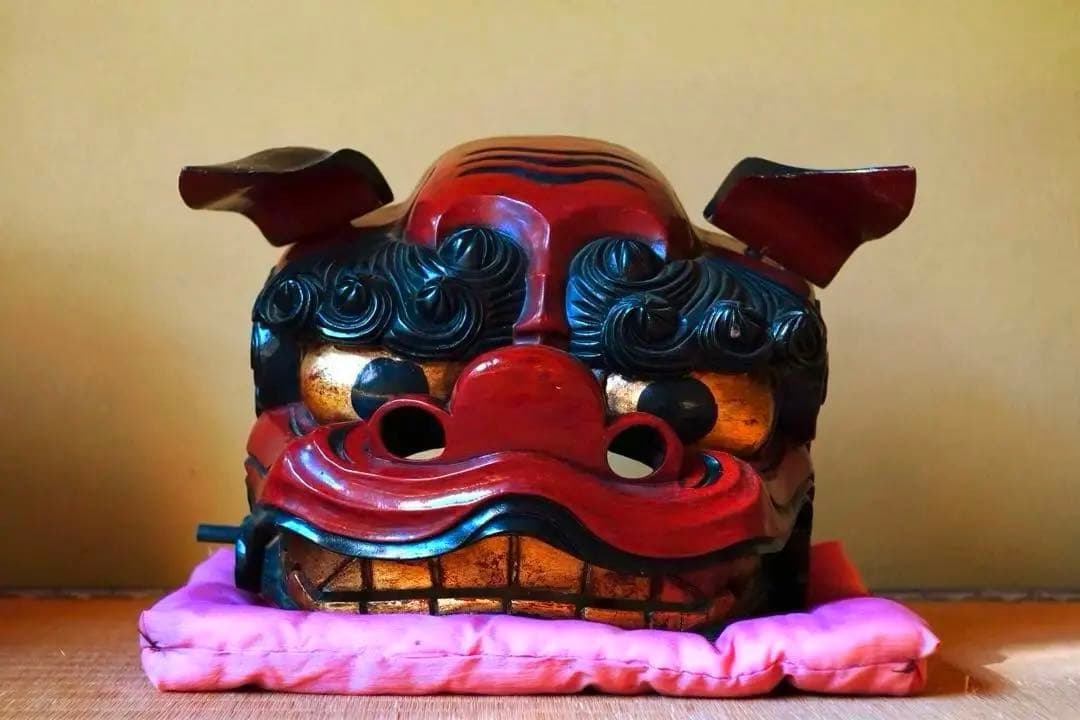 時代物　【一尺　獅子頭　②】　木彫　獅子舞　民藝　骨董品　古道具