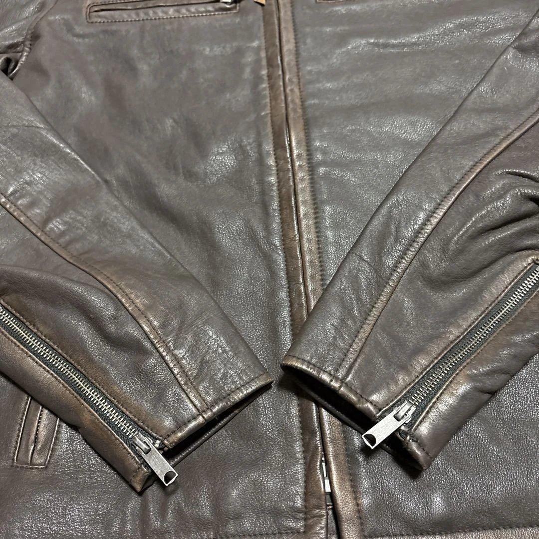 Sサイズ ハーレーダビッドソン　シングルライダースジャケット　ブラウン