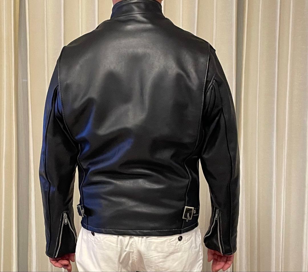 Schott ブラックレザー シングルライダースジャケット 36
