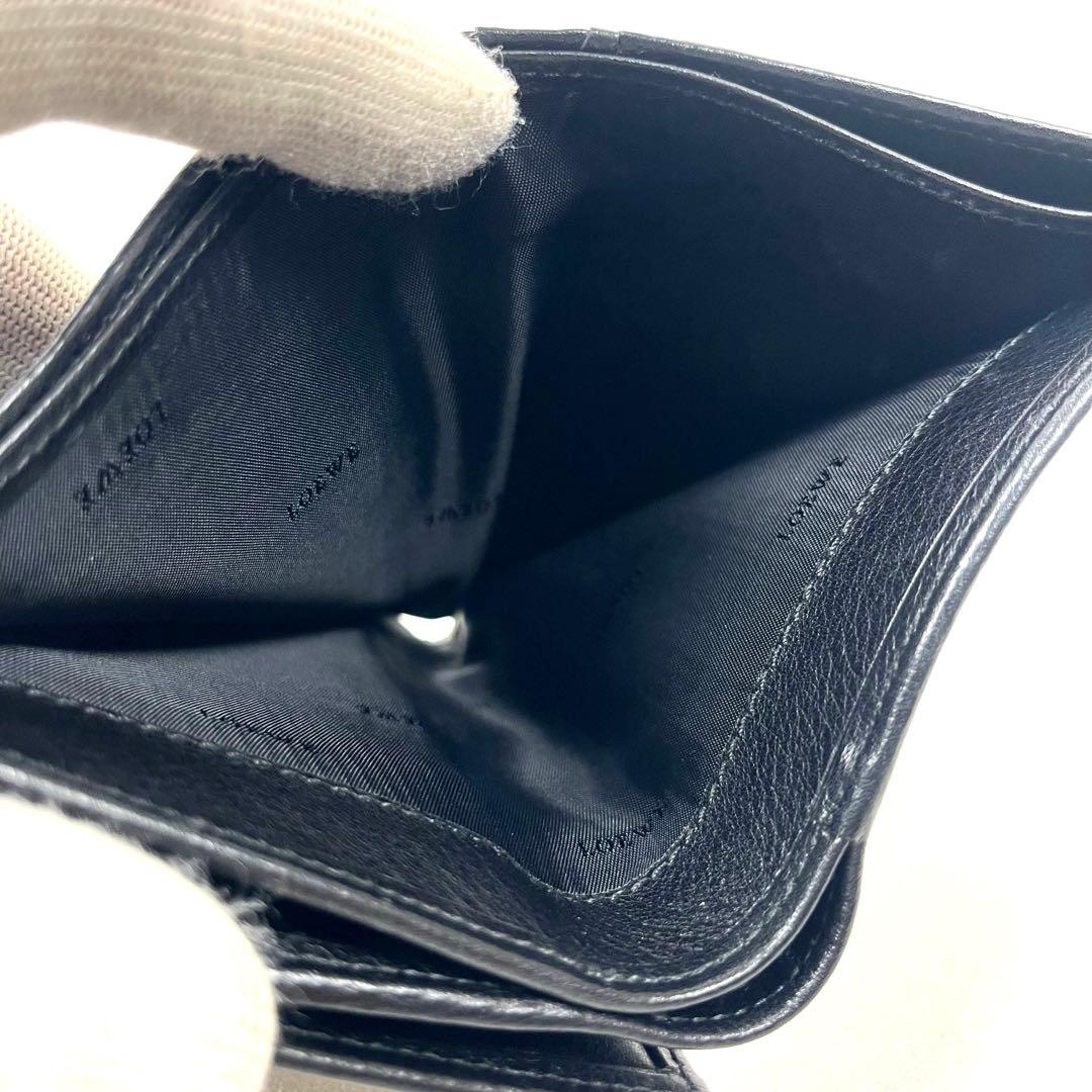 ロエベ　折り財布　アナグラム　ビッグロゴ　エンボス　コンパクト　レザー　ブラック