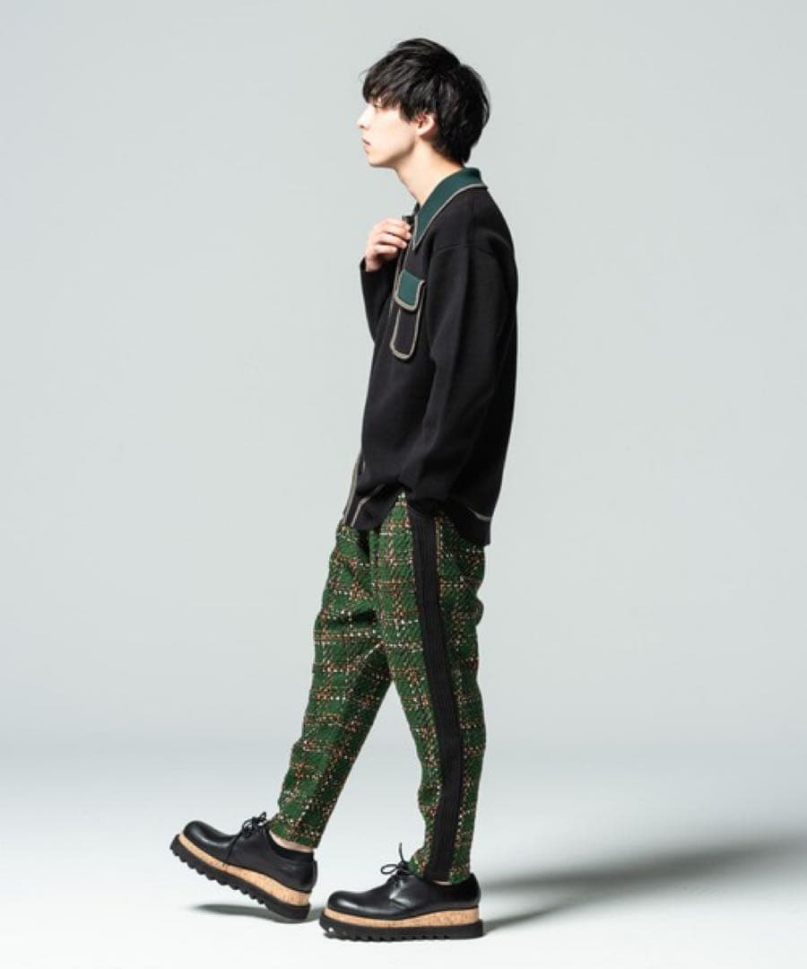 glambグラム ファンシーツイードパンツ グリーン M