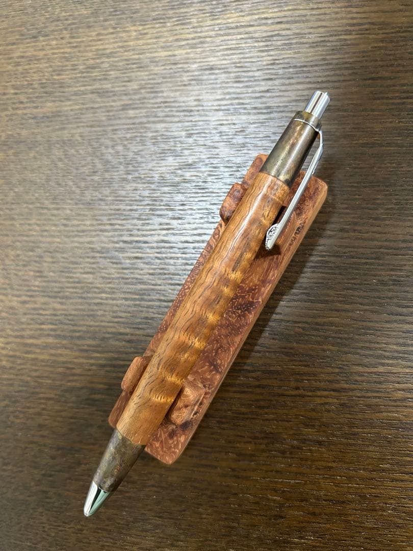 野原工芸 斑紋孔雀色 ハワイアンコアカーリー 固定式口金付属 MP シャーペン