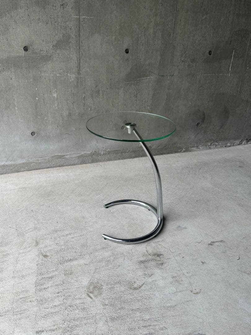 ガラスサイドテーブル　ミッドセンチュリー　スペースエイジ