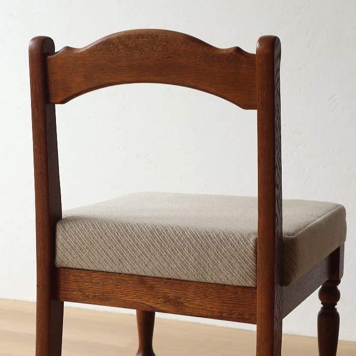 アンティーク 小ぶりなイス 布張り ナラ 木製 古家具 無垢材