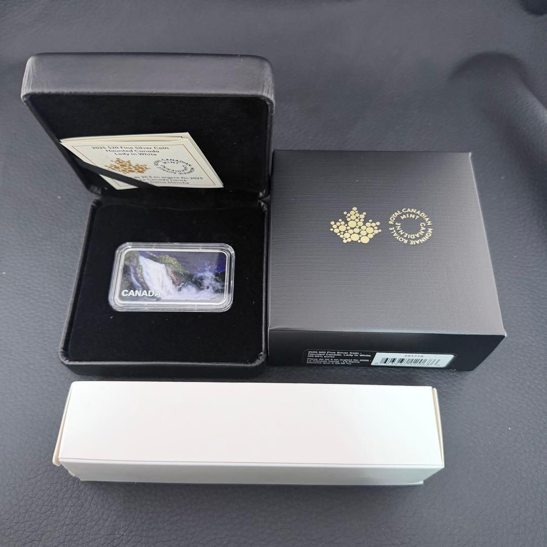 銀貨 二重絵柄埋込 カナダ 滝と幻想的な女性 カラー プルーフ 1オンス 純銀