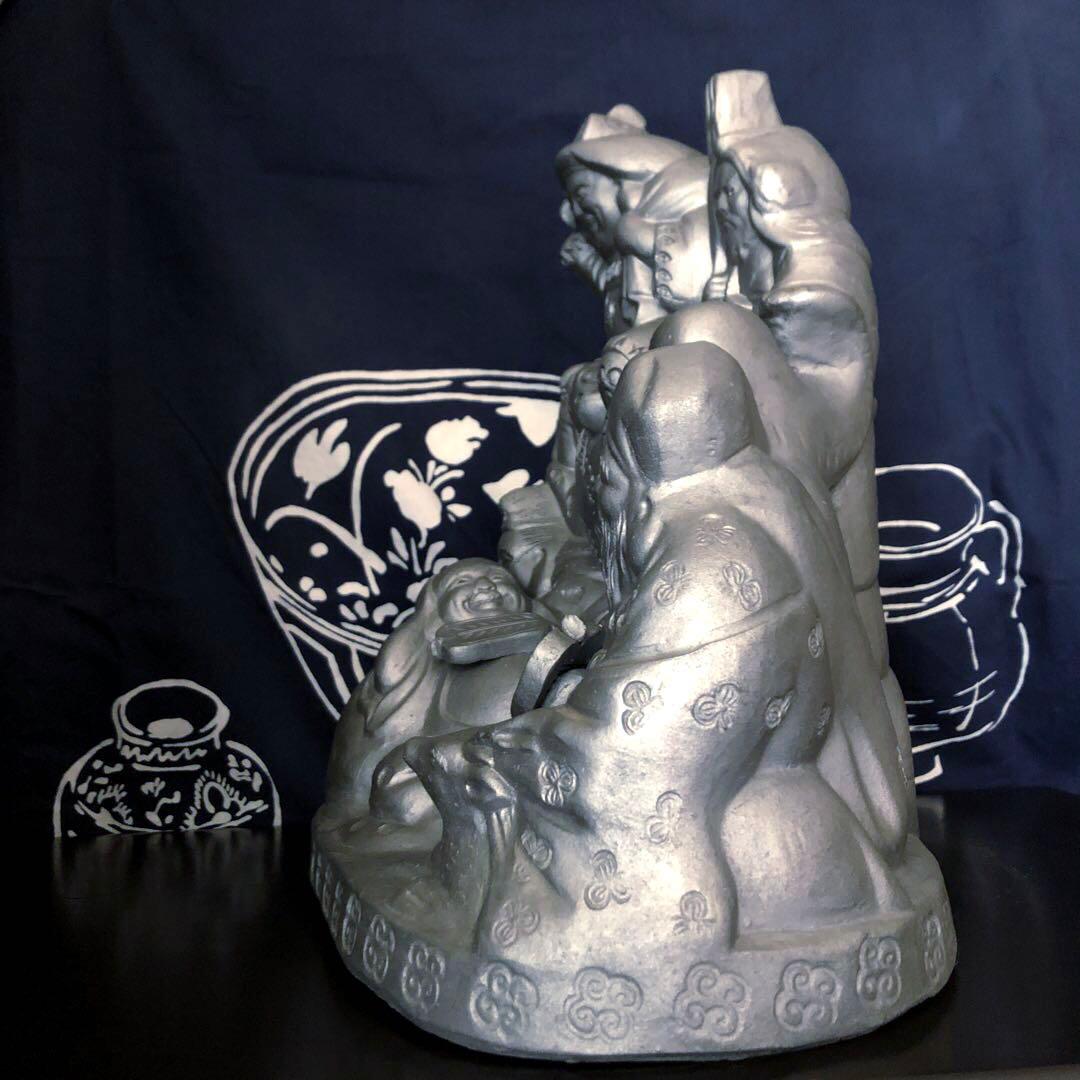 【特注品・三州瓦】第二代鬼金 鬼師 神谷直之 作　いぶし銀 七福神【一点もの】