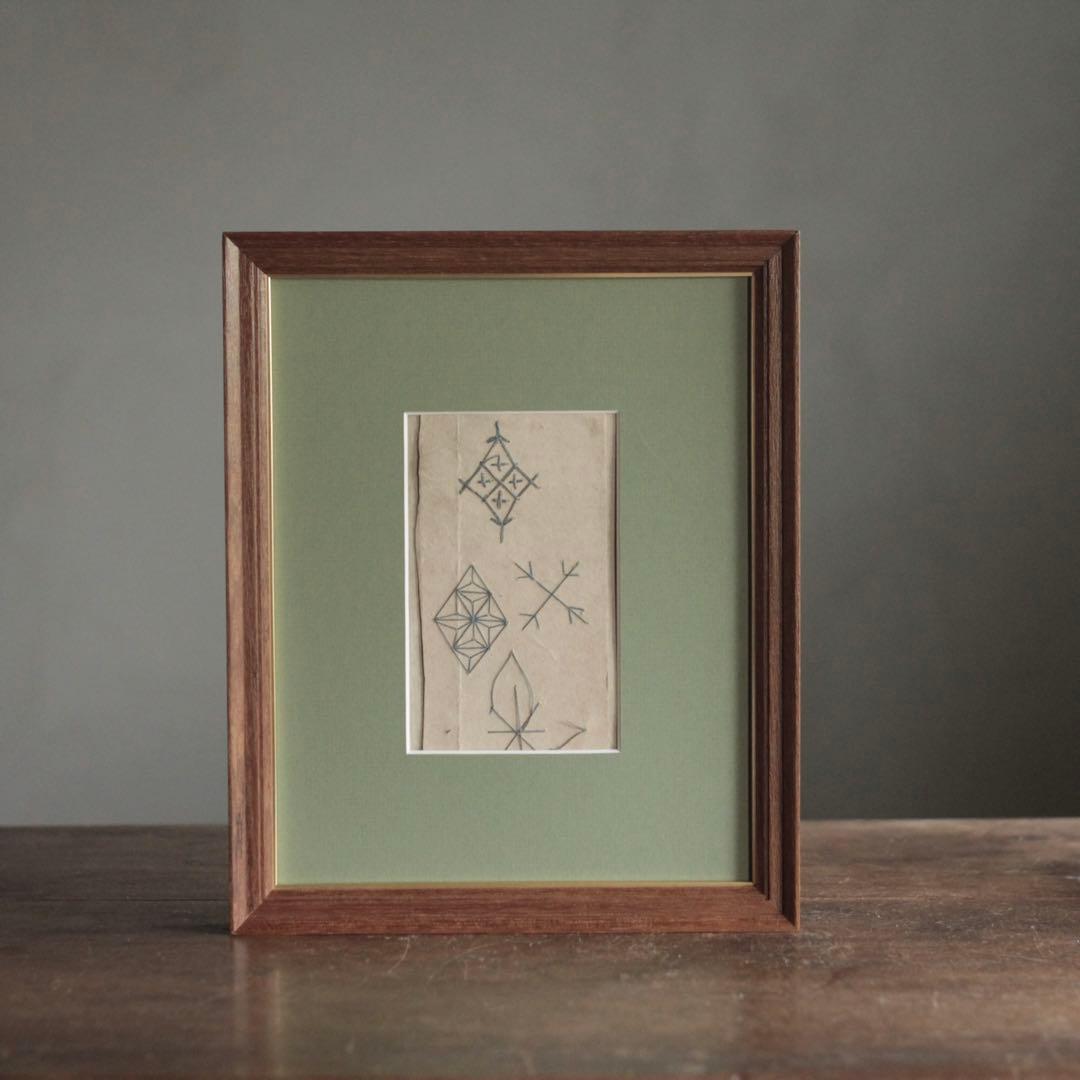 古い 背守り 刺繍 額装 古道具 アンティーク