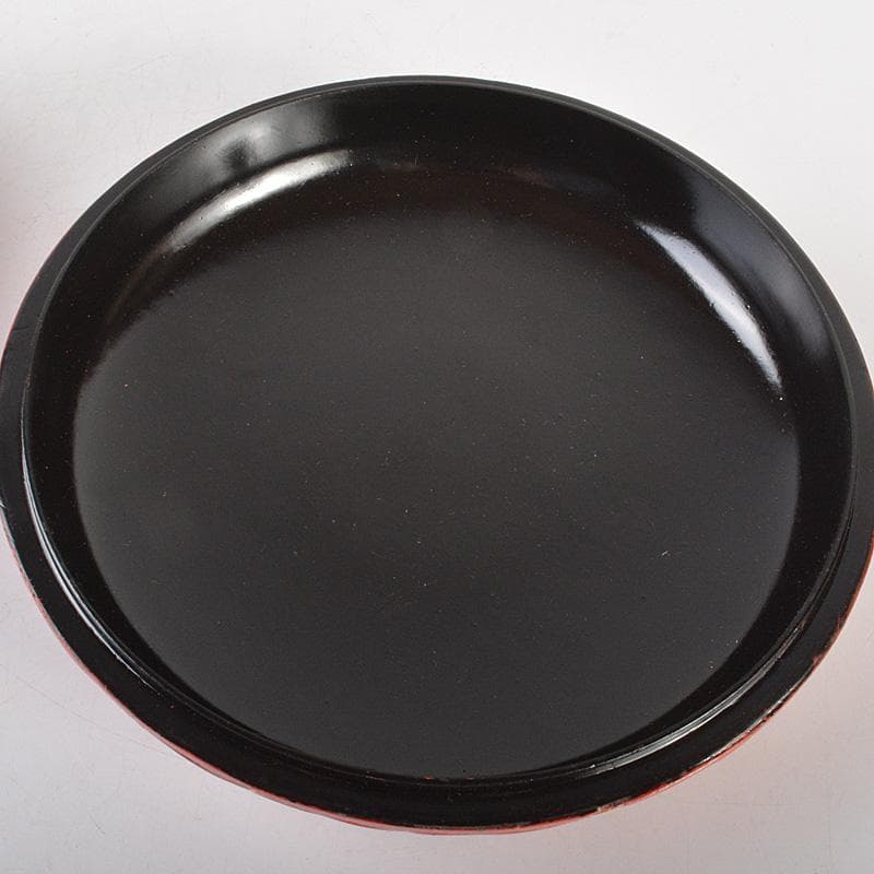 中国　堆朱風　山水人物文　蓋物　V　6442