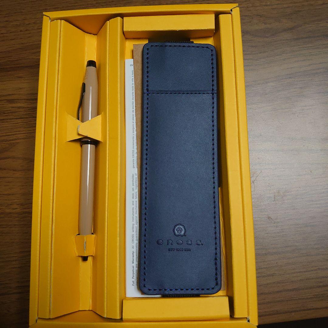 【新品★未使用】CROSS ネイビー レザーケース ボールペン