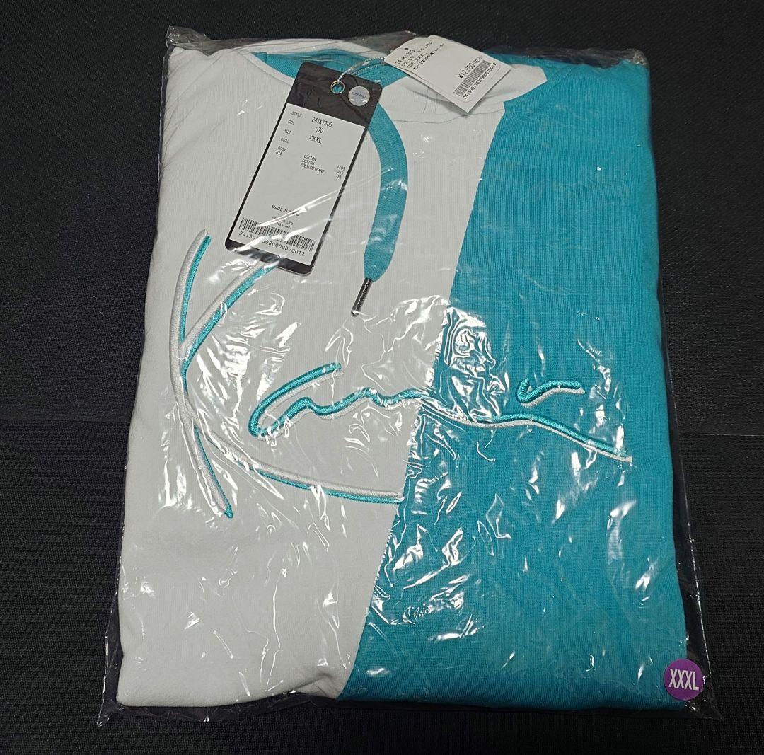 [Karl Kani] カラー切替 3D刺繍 プルパーカー エメラルドグリーン