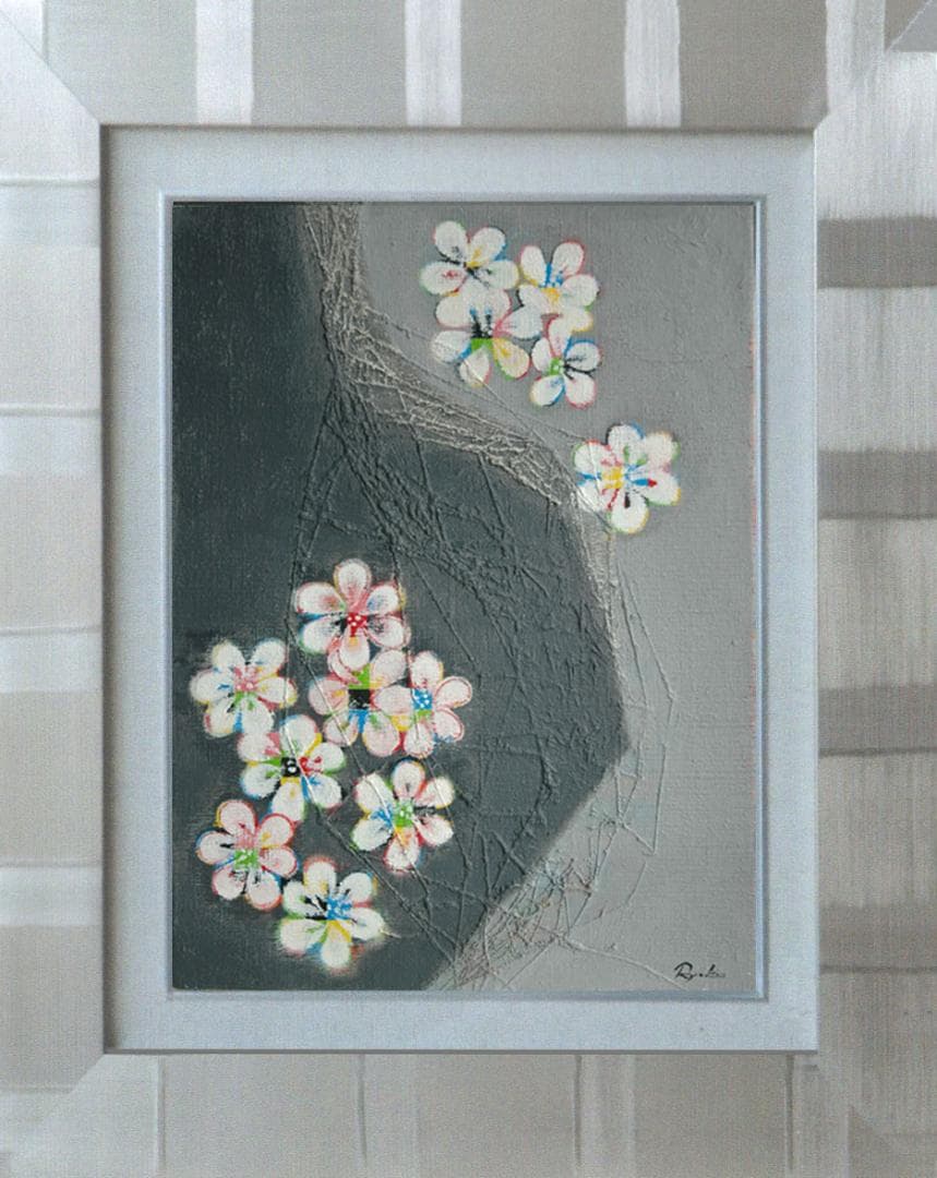 油絵 菅家令子 絵 絵画 インテリア 額付(銀) F4-090516 花 梅