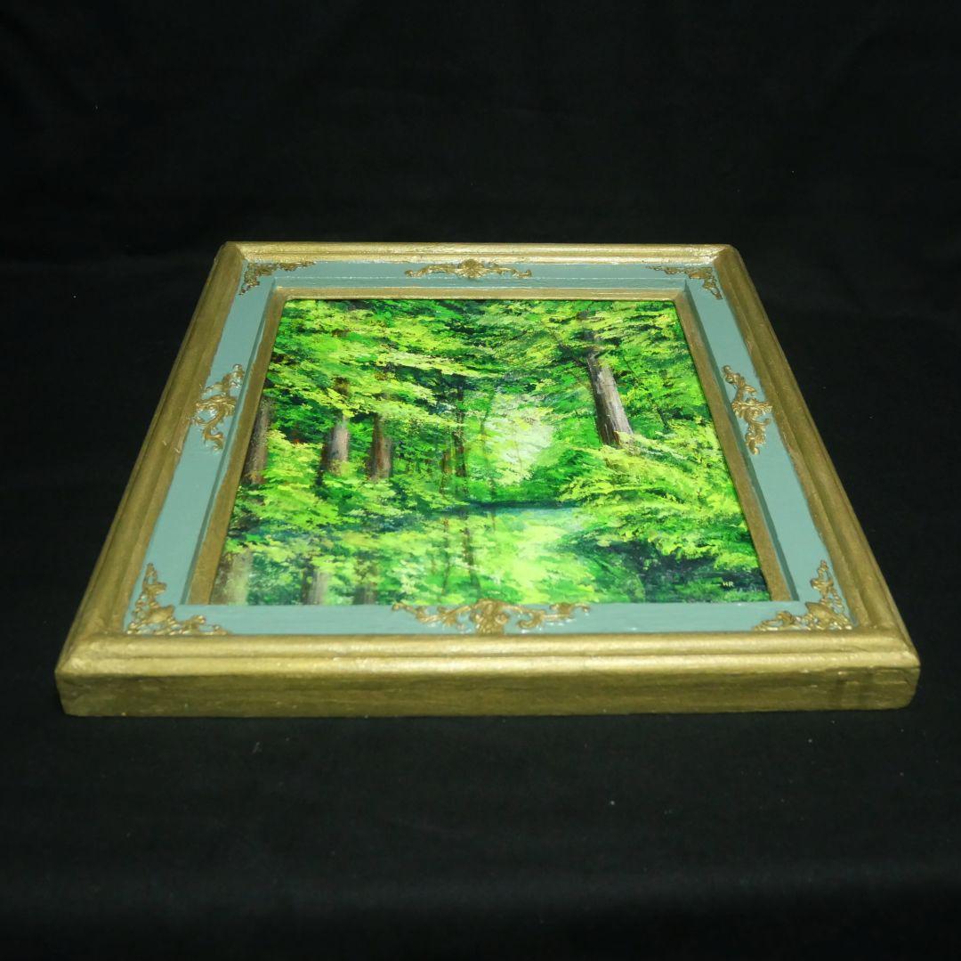 油絵 油彩 油彩画 絵 絵画【新緑の森】