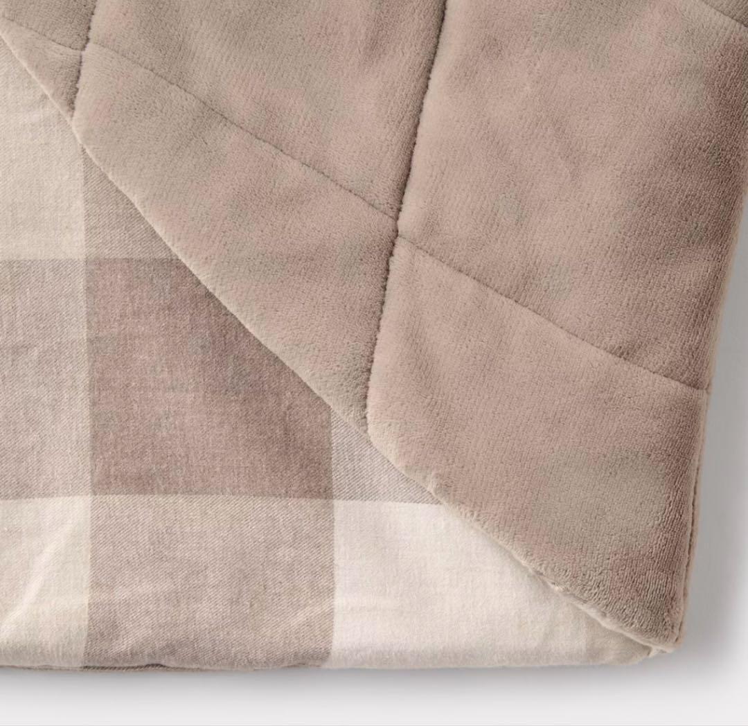 フランネルこたつふとん・小 １８５×２１０ｃｍ・ベージュチェック　こたつ布団