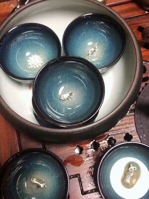 12個シルバー天目盞 茶碗 抹茶碗 建盞和食器 酒器