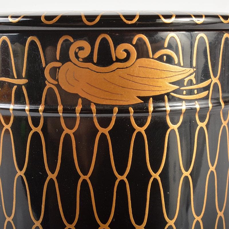 茶道具　山中塗　塗師　辻石斎造　網目宝尽蒔絵　金輪寺　棗　共布共箱　YR6861