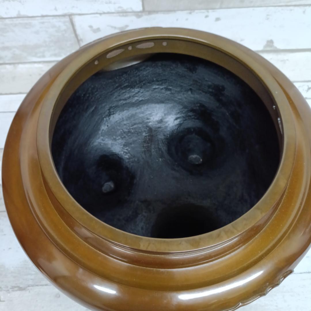 L106 ほぼ未使用 釜師 畠春斎 鋳物師 金森彦兵衛 唐金朝鮮風炉 真形釜添