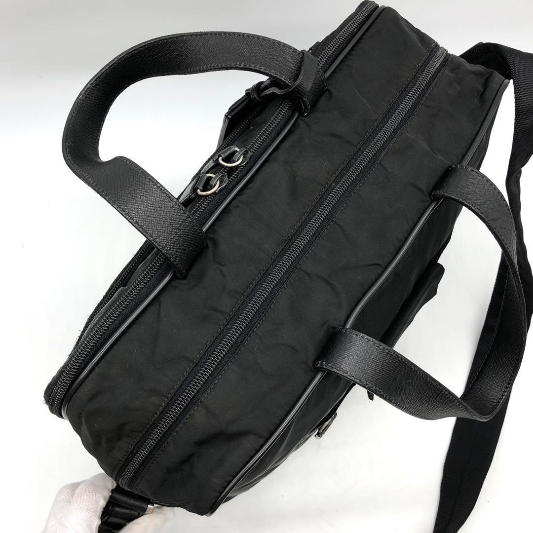 プラダ ビジネスバッグ 2way 三角ロゴプレート チャーム ナイロン レザー